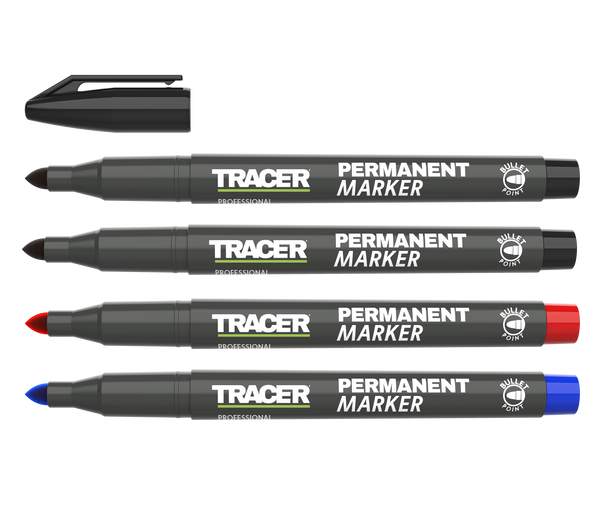 TRACER APMK1 4pc Pack of Permanent Markers - 2x Black, 1x Red & 1x Blue