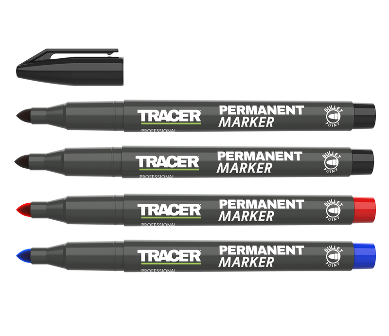 TRACER APMK1 4pc Pack of Permanent Markers - 2x Black, 1x Red & 1x Blue