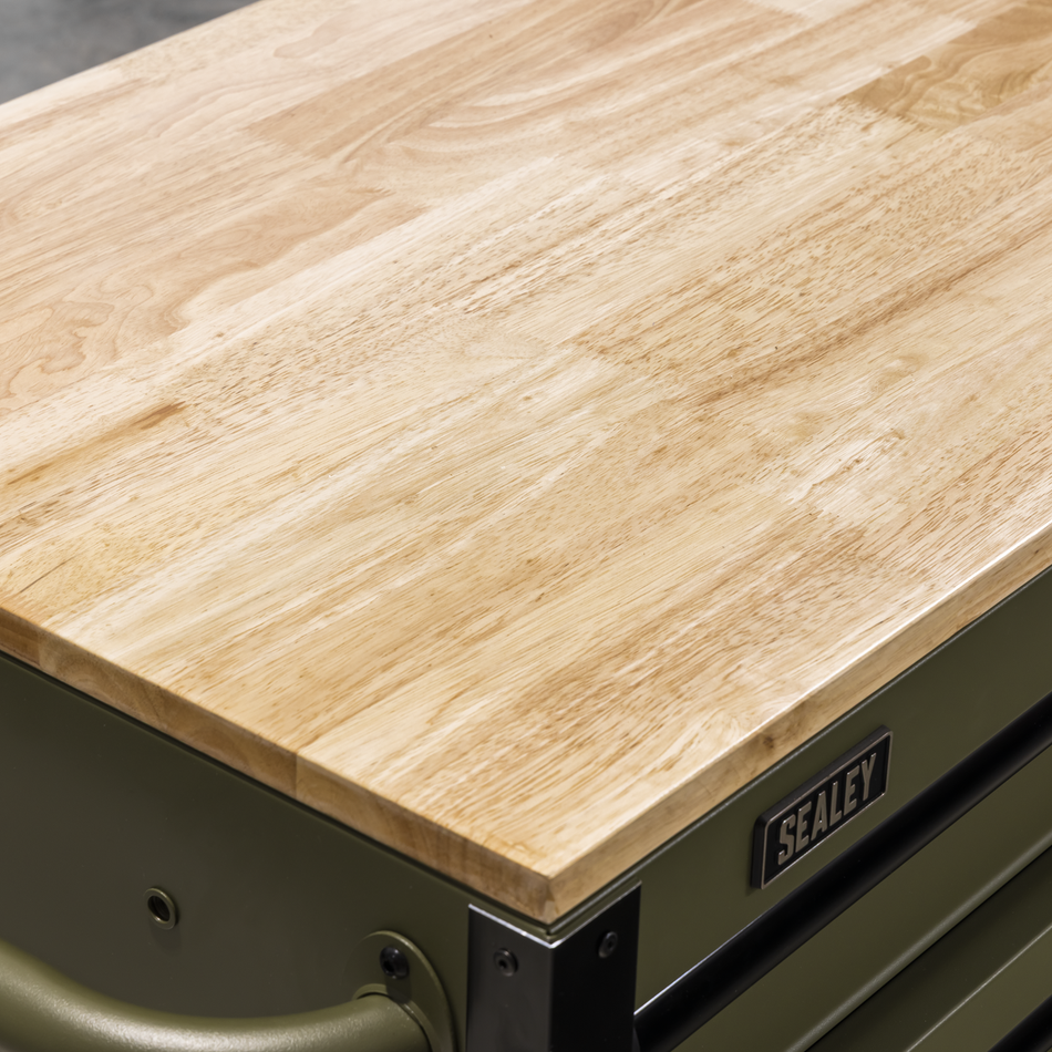 Sealey AP5210KBE Superline PRO® Mobile Trolley with Wooden Worktop & Power Bar 10 Drawer 1320mm