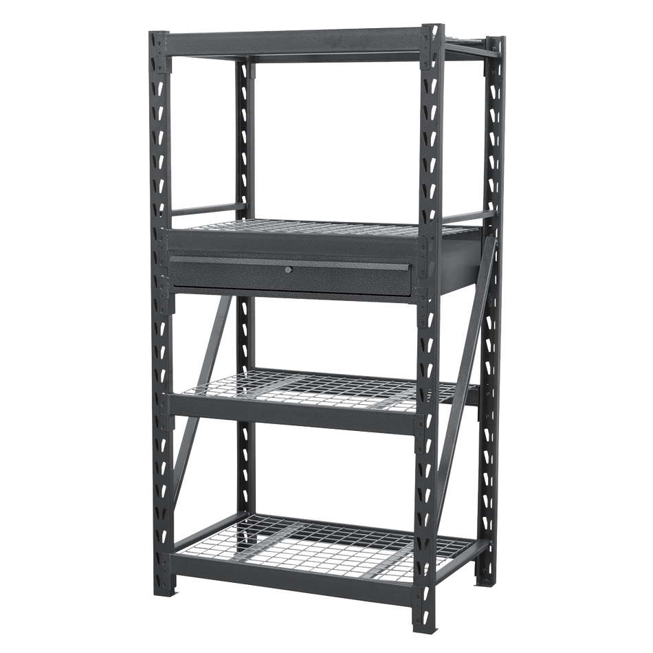 Sealey AP6372COMBO1 Heavy-Duty Racking Unit with 4 Mesh Shelves & Single Drawer 640kg Capacity Per Level