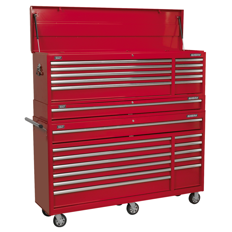Sealey AP66COMBO1 Topchest, Mid-Box Tool Chest & Rollcab Combination 23 Drawer with Ball-Bearing Slides - Red