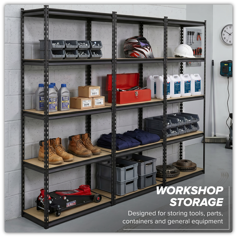Sealey AP900RCOMBO1 Racking Unit with 5 Shelves 340kg Capacity Per Level - Set of 3