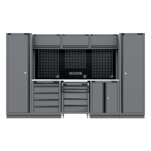 Sealey APMSBESTACK01SS Superline PRO® Black Edition Storage System with Stainless Worktop 3.24m