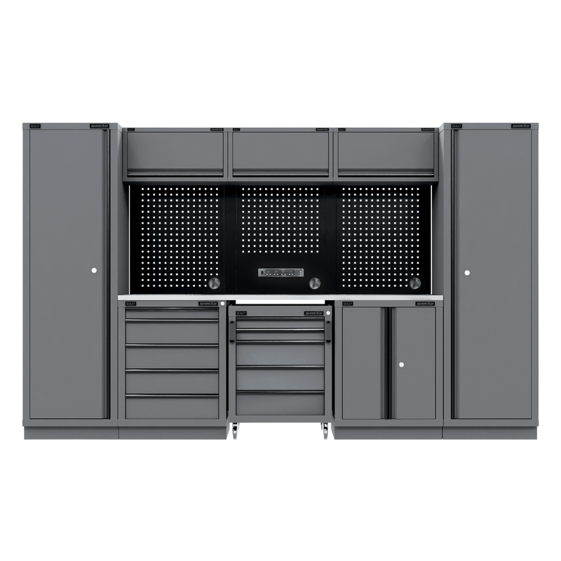 Sealey APMSBESTACK01SS Superline PRO® Black Edition Storage System with Stainless Worktop 3.24m