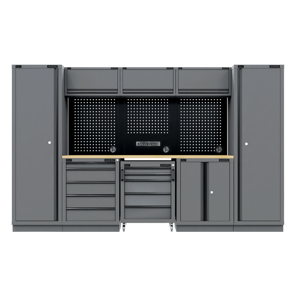 Sealey APMSBESTACK01W Superline PRO® Black Edition Storage System with Rubber Wood Worktop 3.24m