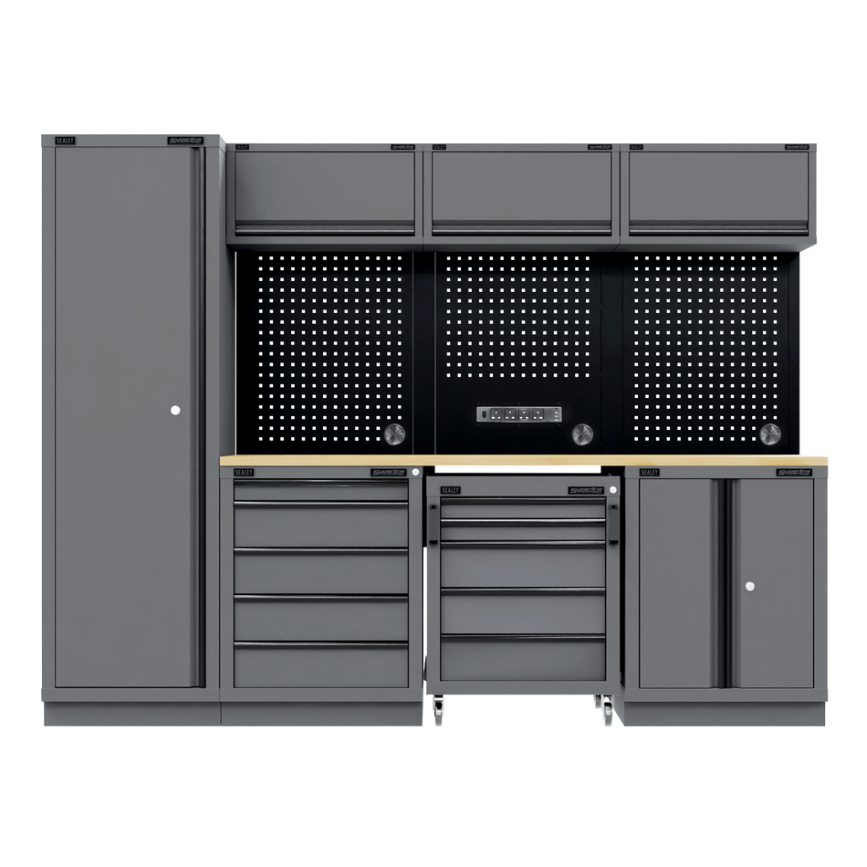 Sealey APMSBESTACK02W Superline PRO® Black Edition Storage System with Rubber Wood Worktop 2.64m
