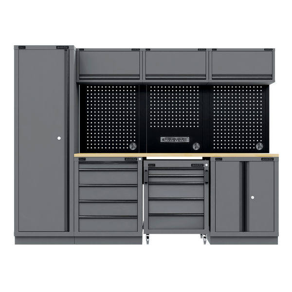 Sealey APMSBESTACK02W Superline PRO® Black Edition Storage System with Rubber Wood Worktop 2.64m