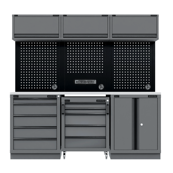 Sealey APMSBESTACK03SS Superline PRO® Black Edition Storage System with Stainless Worktop 2.04m
