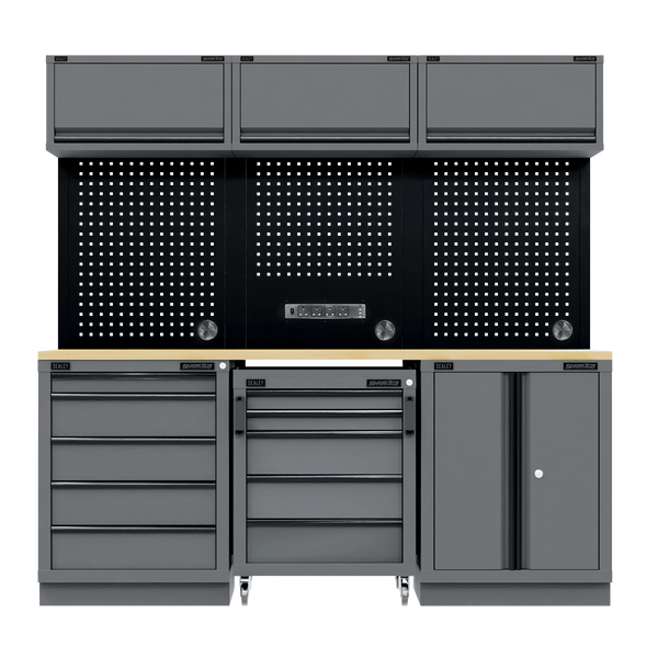 Sealey APMSBESTACK03W Superline PRO® Black Edition Storage System with Rubber Wood Worktop 2.04m