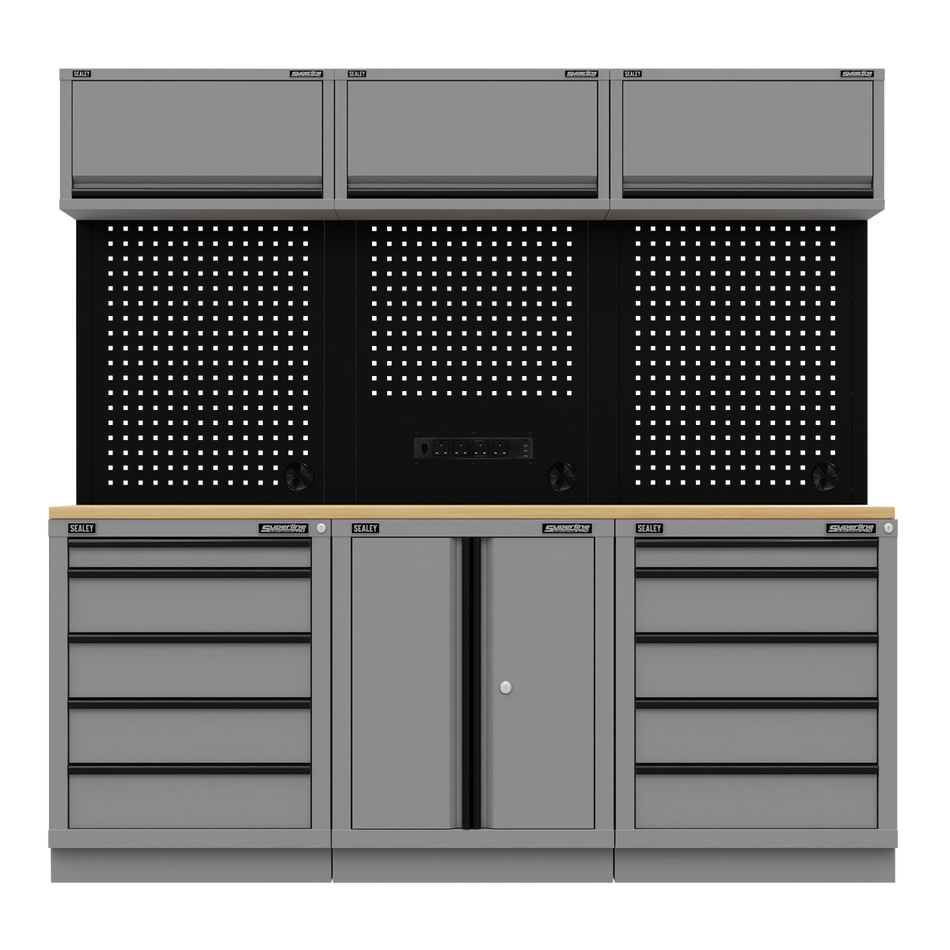 SEALEY APMSBESTACK04WW Superline PRO¨ Black Edition Storage System with Rubber Wood Worktop 2.04m