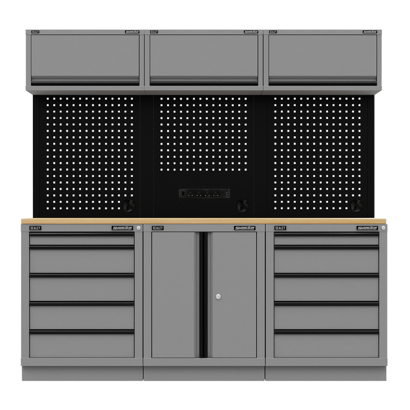SEALEY APMSBESTACK04WW Superline PRO¨ Black Edition Storage System with Rubber Wood Worktop 2.04m