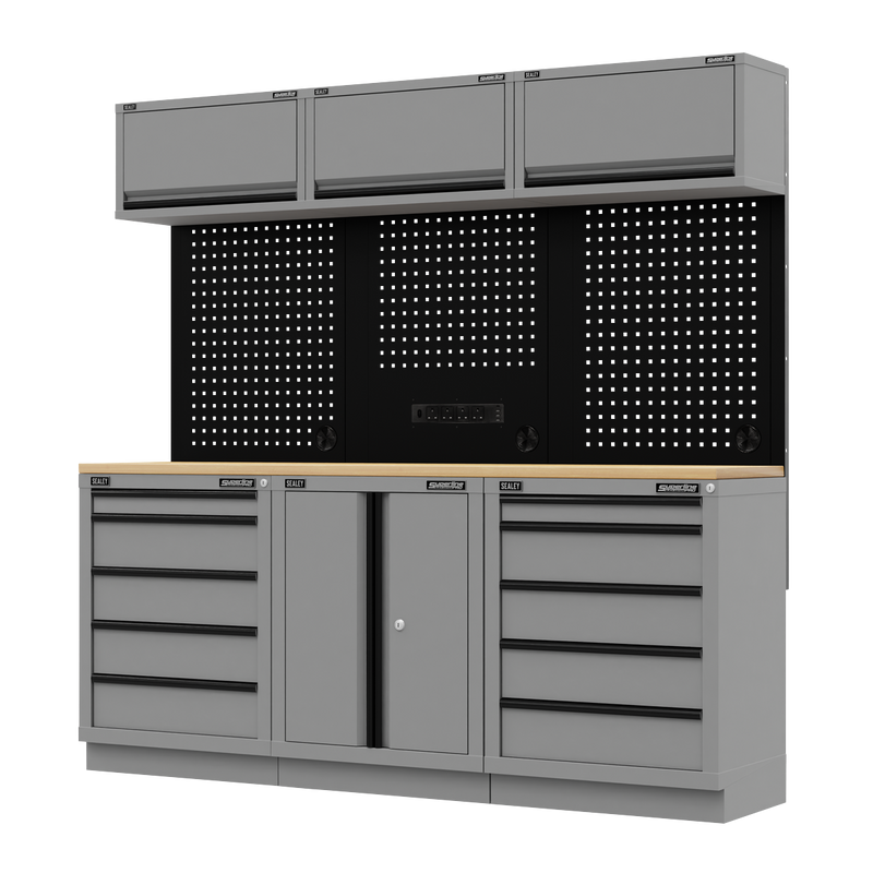 SEALEY APMSBESTACK04WW Superline PRO¨ Black Edition Storage System with Rubber Wood Worktop 2.04m