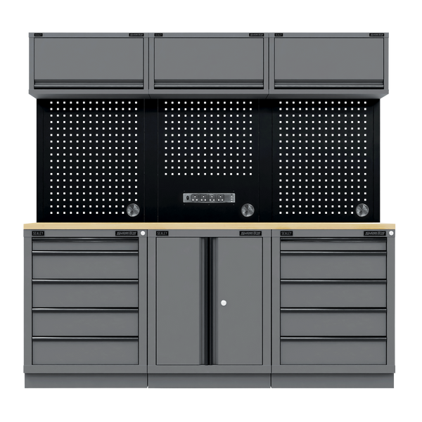 Sealey APMSBESTACK04W Superline PRO® Black Edition Storage System with Rubber Wood Worktop 2.04m