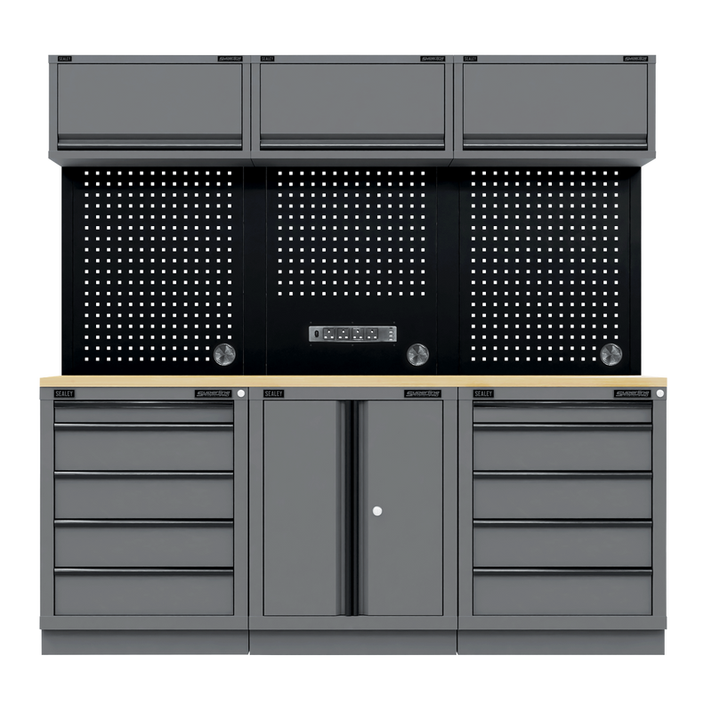 Sealey APMSBESTACK04W Superline PRO® Black Edition Storage System with Rubber Wood Worktop 2.04m