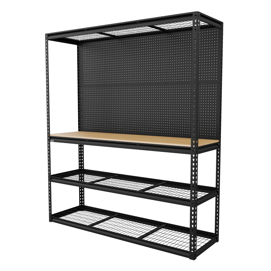 Sealey APMWB1 Heavy-Duty Modular Workbench with Racking & Pegboard 1820mm 300kg Capacity Per Level