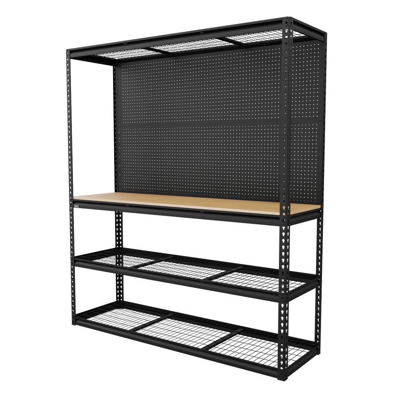 Sealey APMWB1 Heavy-Duty Modular Workbench with Racking & Pegboard 1820mm 300kg Capacity Per Level