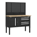 Sealey APMWB50COMBO1W Superline PRO® Modular Workbench with 4 Drawers & Cupboard Wooden Worktop 1265mm