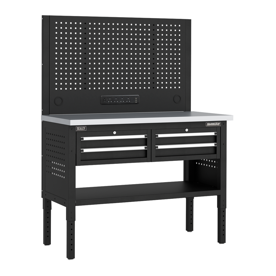 Sealey APMWB50COMBO2SS Superline PRO® Modular Workbench with 4 Drawers Stainless Steel Worktop 1265mm