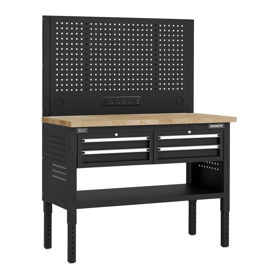 Sealey APMWB50COMBO2W Superline PRO® Modular Workbench with 4 Drawers Wooden Worktop 1265mm