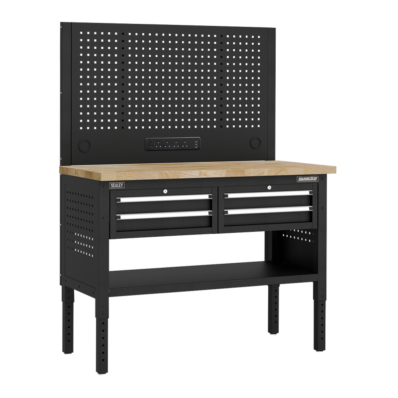 Sealey APMWB50COMBO2W Superline PRO® Modular Workbench with 4 Drawers Wooden Worktop 1265mm