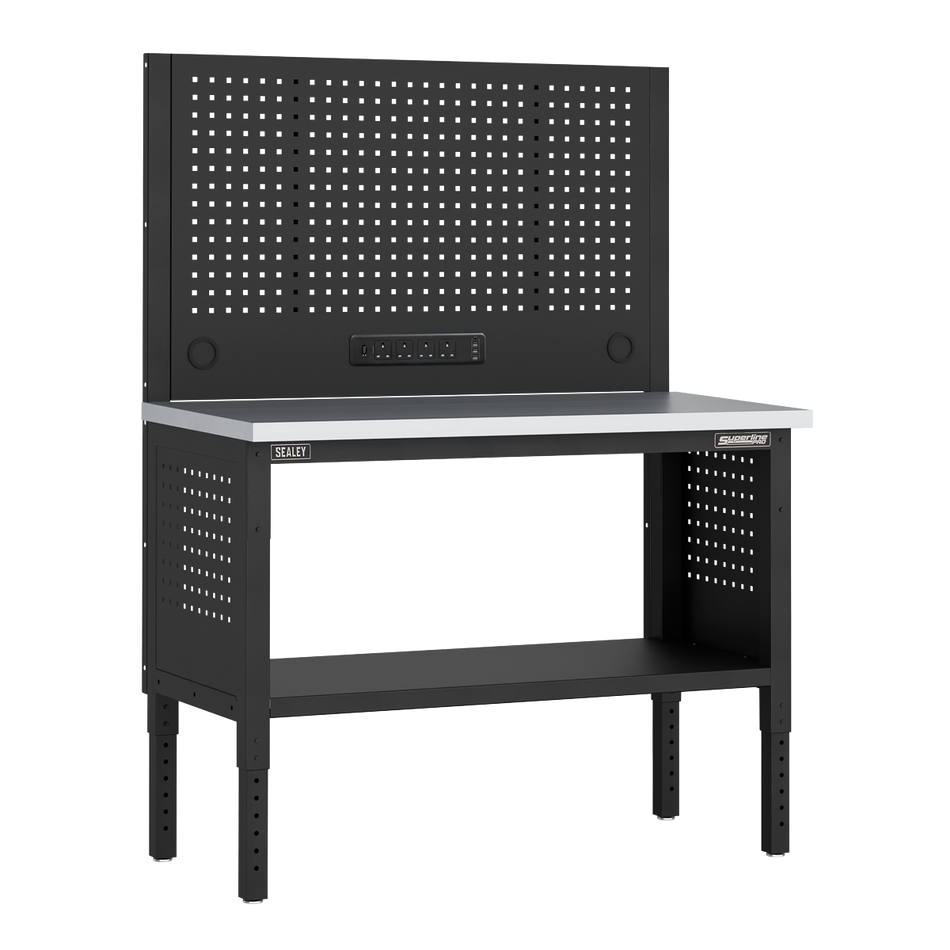 Sealey APMWB50COMBOSS Superline PRO® Modular Workbench with Pegboard Back Panel Stainless Steel Worktop 1265mm