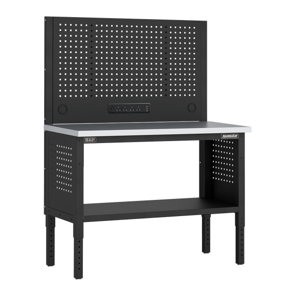 Sealey APMWB50COMBOSS Superline PRO® Modular Workbench with Pegboard Back Panel Stainless Steel Worktop 1265mm