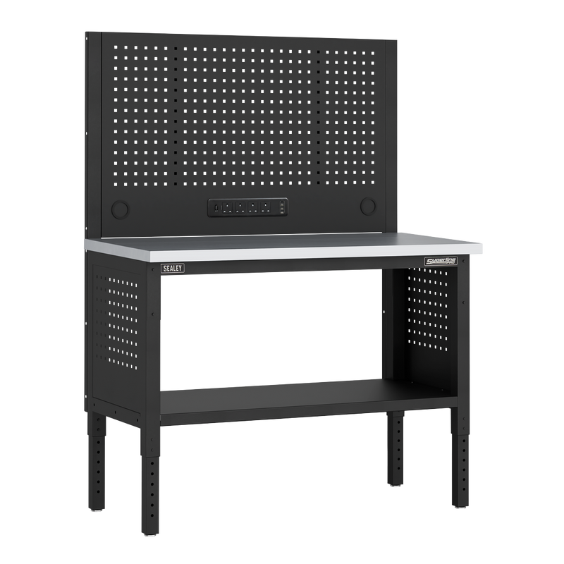 Sealey APMWB50COMBOSS Superline PRO® Modular Workbench with Pegboard Back Panel Stainless Steel Worktop 1265mm