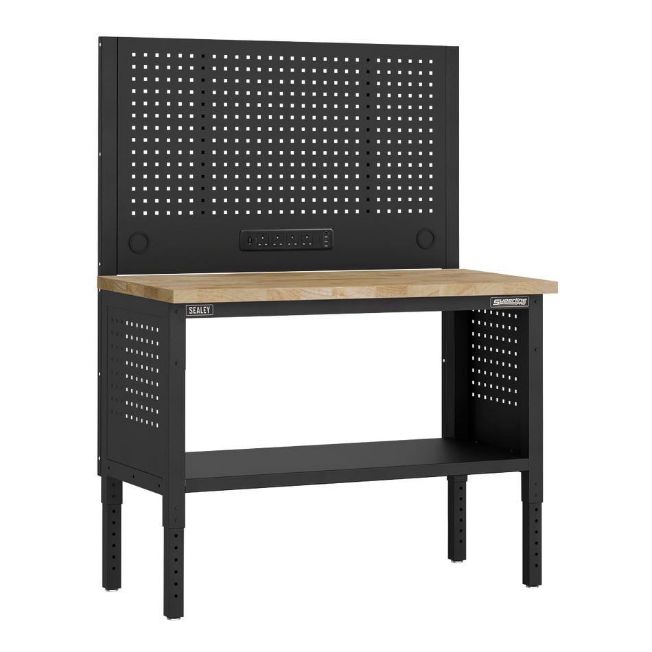 Sealey APMWB50COMBOW Superline PRO® Modular Workbench with Pegboard Back Panel Wooden Worktop 1265mm