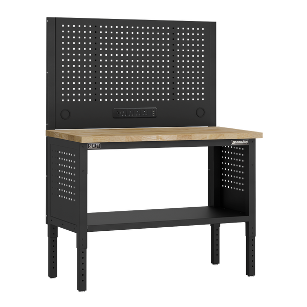 Sealey APMWB50COMBOW Superline PRO® Modular Workbench with Pegboard Back Panel Wooden Worktop 1265mm