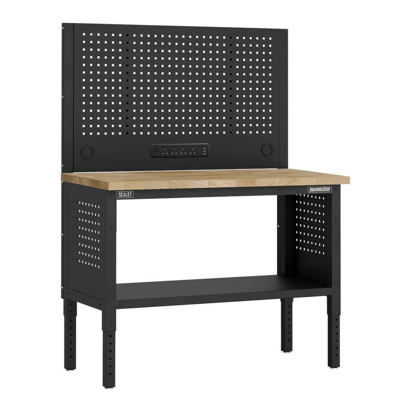 Sealey APMWB50COMBOW Superline PRO® Modular Workbench with Pegboard Back Panel Wooden Worktop 1265mm