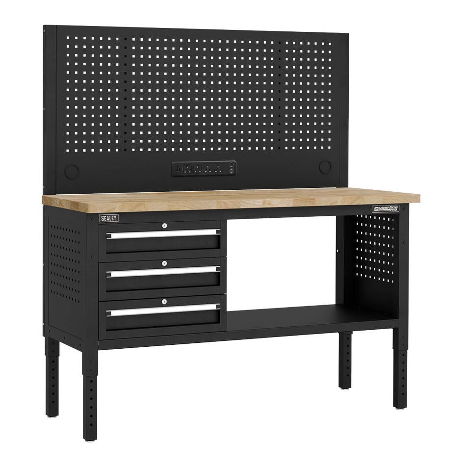 Sealey APMWB60COMBO1W Superline PRO® Modular Workbench with 3 Drawers Wooden Worktop 1525mm