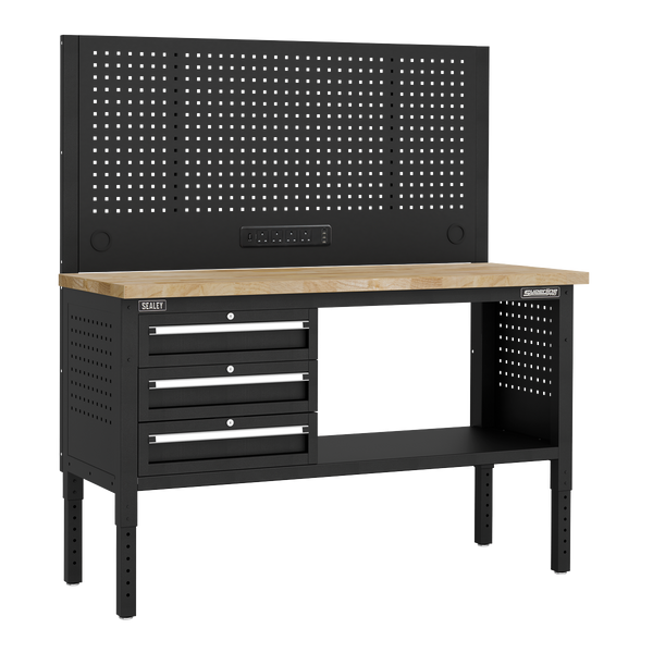 Sealey APMWB60COMBO1W Superline PRO® Modular Workbench with 3 Drawers Wooden Worktop 1525mm