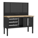 Sealey APMWB60COMBO2W Superline PRO® Modular Workbench with 3 Drawers & Cupboard Wooden Worktop 1525mm