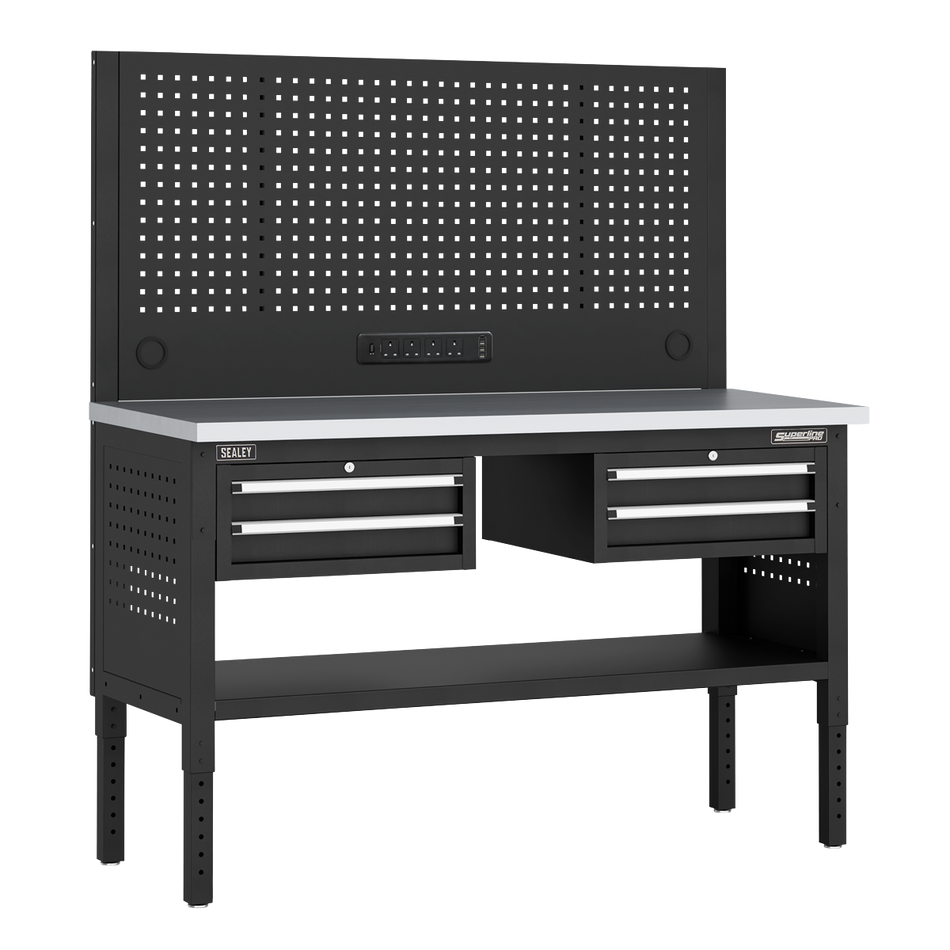 Sealey APMWB60COMBO3SS Superline PRO® Modular Workbench with 4 Drawers Stainless Steel Worktop 1525mm