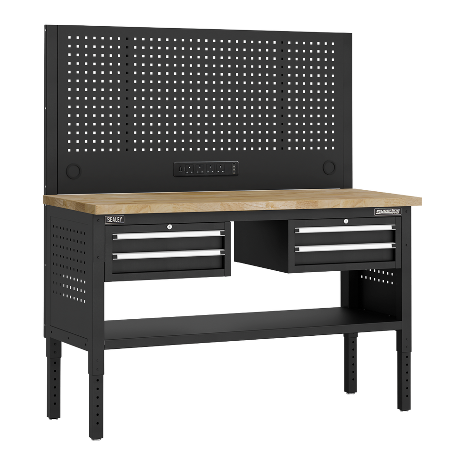 Sealey APMWB60COMBO3W Superline PRO® Modular Workbench with 4 Drawers Wooden Worktop 1525mm