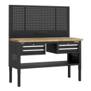 Sealey APMWB60COMBO3W Superline PRO® Modular Workbench with 4 Drawers Wooden Worktop 1525mm