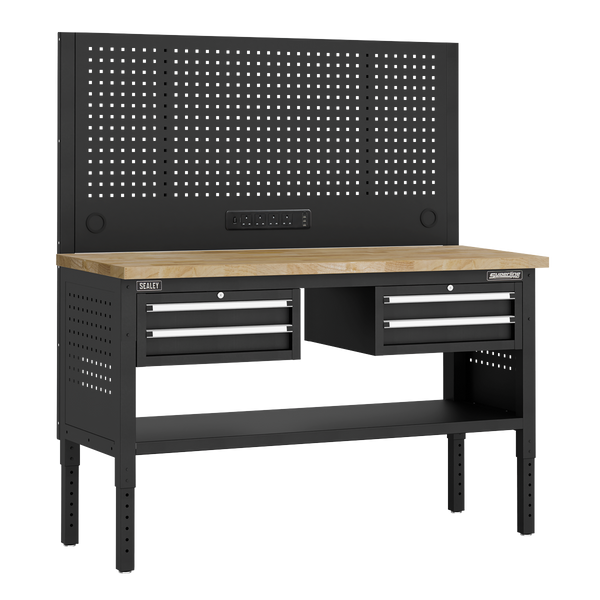 Sealey APMWB60COMBO3W Superline PRO® Modular Workbench with 4 Drawers Wooden Worktop 1525mm
