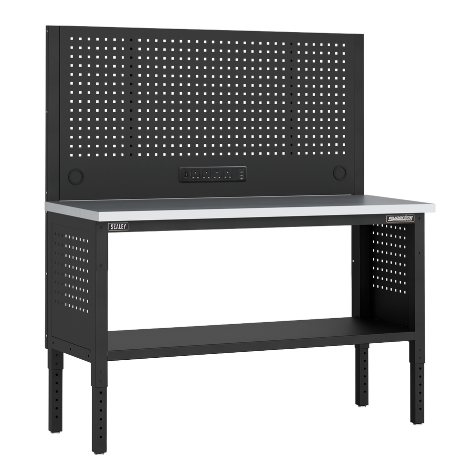 Sealey APMWB60COMBOSS Superline PRO® Modular Workbench with Pegboard Back Panel Stainless Steel Worktop 1525mm