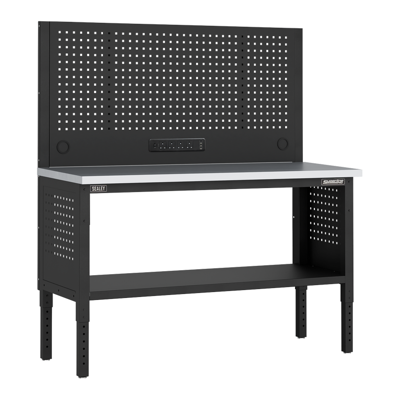 Sealey APMWB60COMBOSS Superline PRO® Modular Workbench with Pegboard Back Panel Stainless Steel Worktop 1525mm