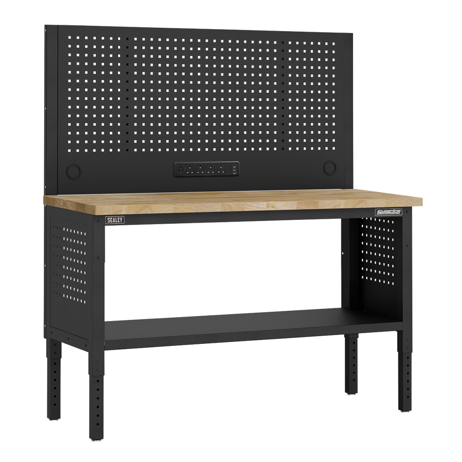 Sealey APMWB60COMBOW Superline PRO® Modular Workbench with Pegboard Back Panel Wooden Worktop 1525mm