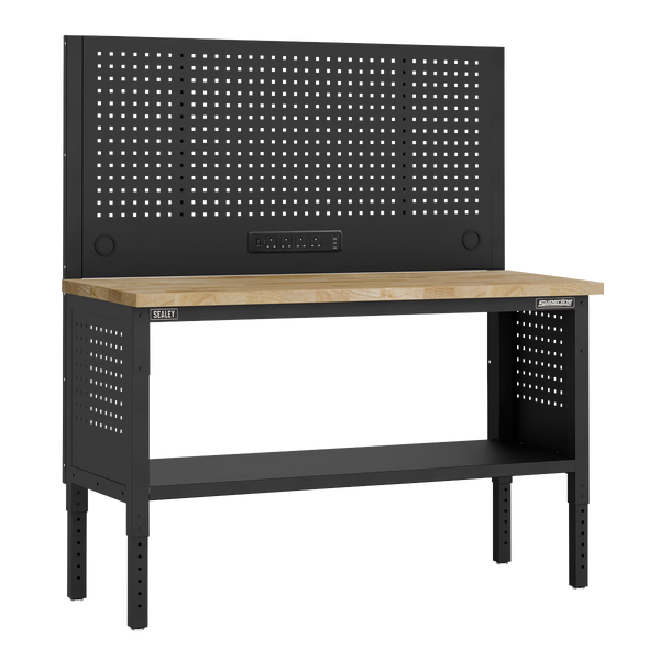 Sealey APMWB60COMBOW Superline PRO® Modular Workbench with Pegboard Back Panel Wooden Worktop 1525mm