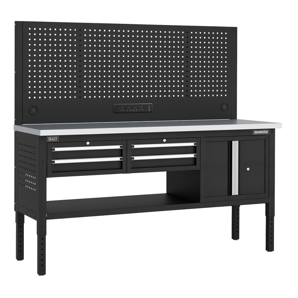 Sealey APMWB72COMBO1SS Superline PRO® Modular Workbench with 4 Drawers & Cupboard Stainless Steel Worktop 1830mm