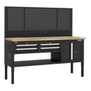 Sealey APMWB72COMBO1W Superline PRO® Modular Workbench with 4 Drawers & Cupboard Wooden Worktop 1830mm