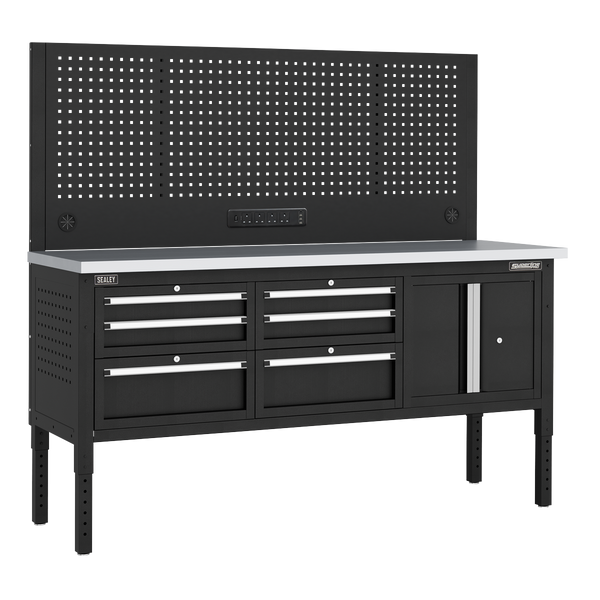 Sealey APMWB72COMBO2SS Superline PRO® Modular Workbench with 6 Drawers & Cupboard Stainless Steel Worktop 1830mm