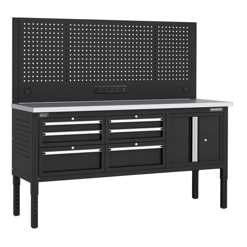 Sealey APMWB72COMBO2SS Superline PRO® Modular Workbench with 6 Drawers & Cupboard Stainless Steel Worktop 1830mm