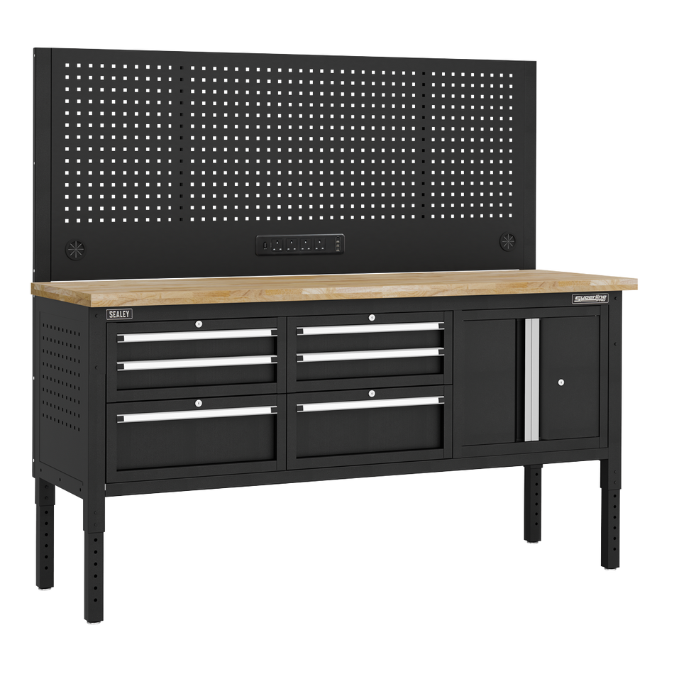 Sealey APMWB72COMBO2W Superline PRO® Modular Workbench with 6 Drawers & Cupboard Wooden Worktop 1830mm