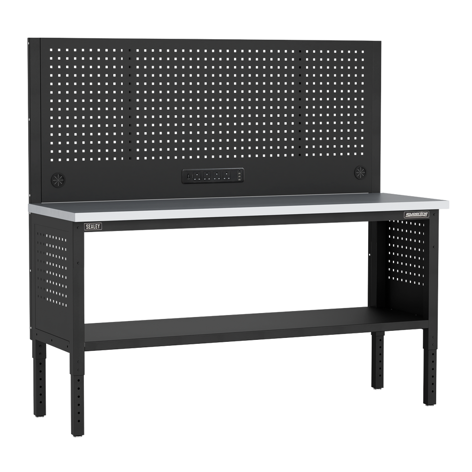 Sealey APMWB72COMBOSS Superline PRO® Modular Workbench with Pegboard Back Panel Stainless Steel Worktop 1830mm