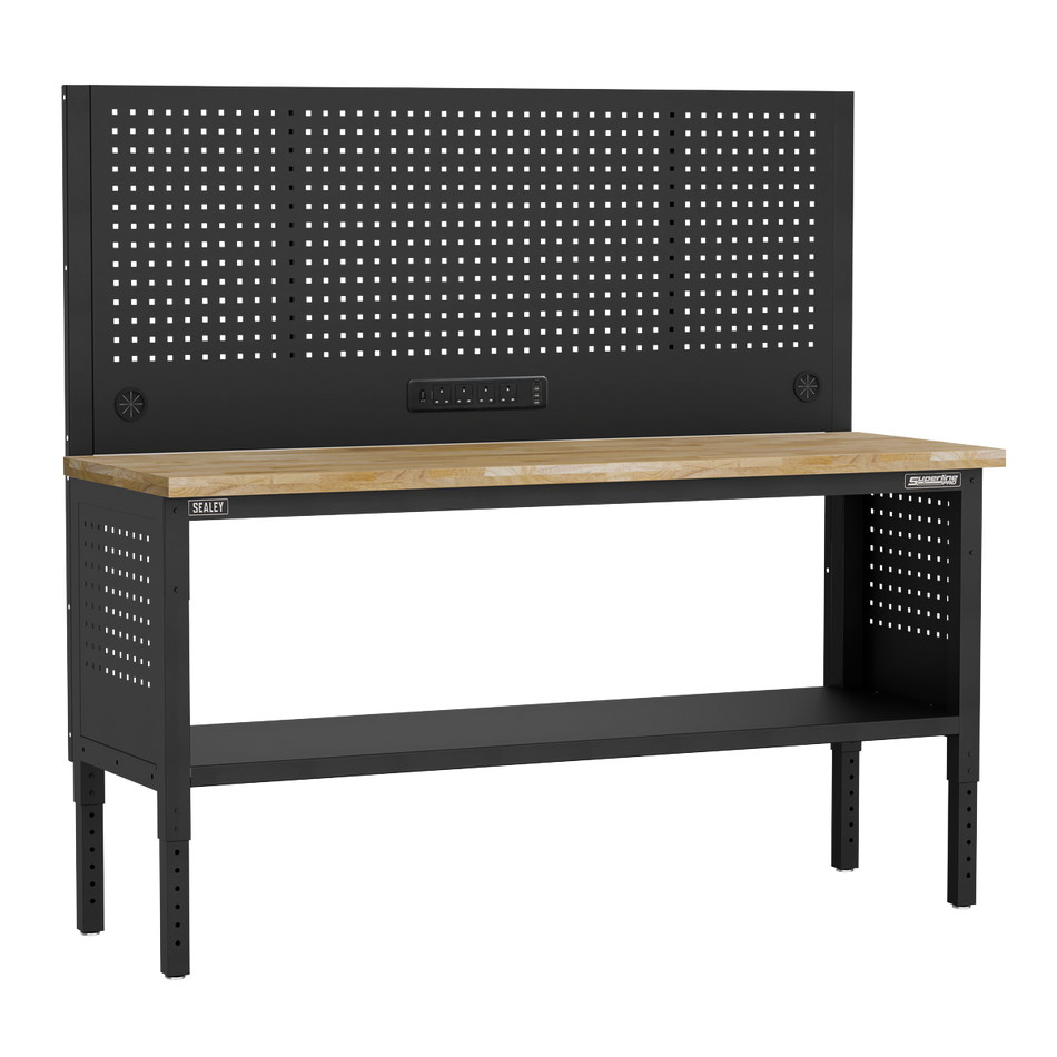 Sealey APMWB72COMBOW Superline PRO® Modular Workbench with Pegboard Back Panel Wooden Worktop 1830mm