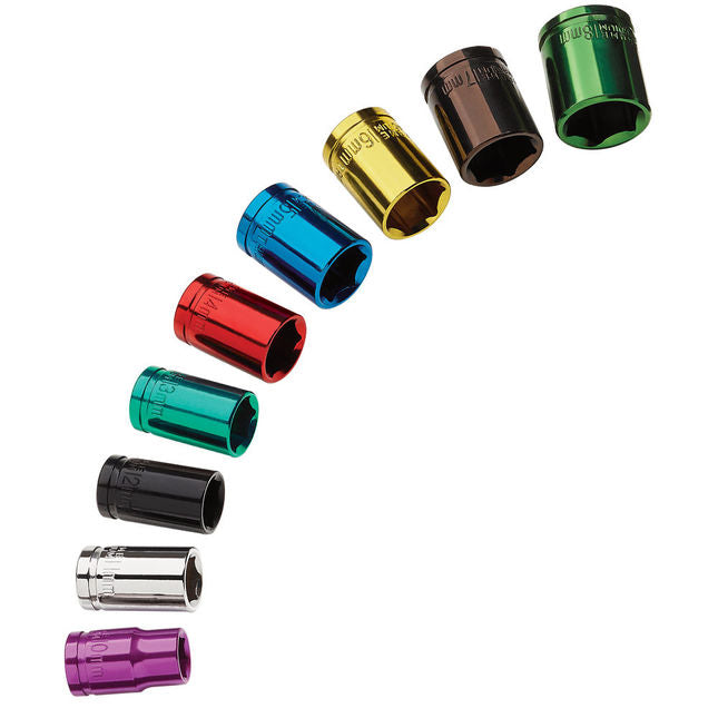 Clarke 1700746 PRO340 9 Piece Colour Coded Socket Set Ð 3/8" Drive
