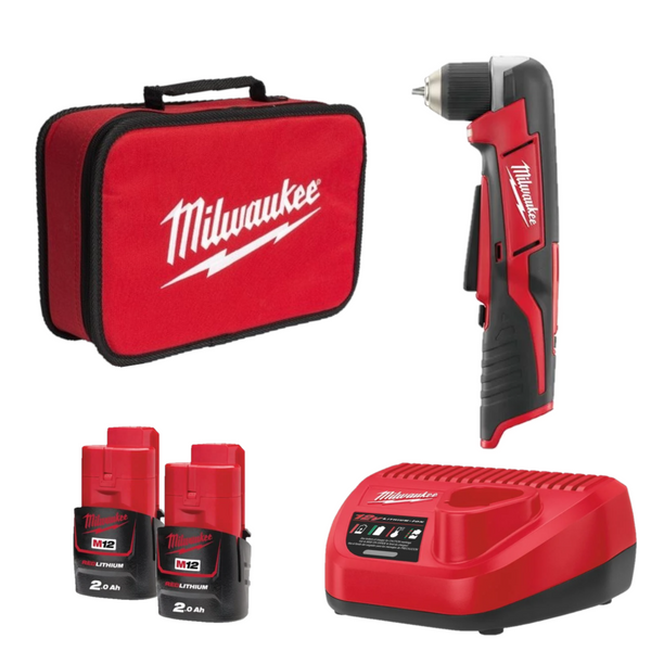 Milwaukee 4933441218 C12 RAD-202B Sub Compact Right Angle Drill Kit